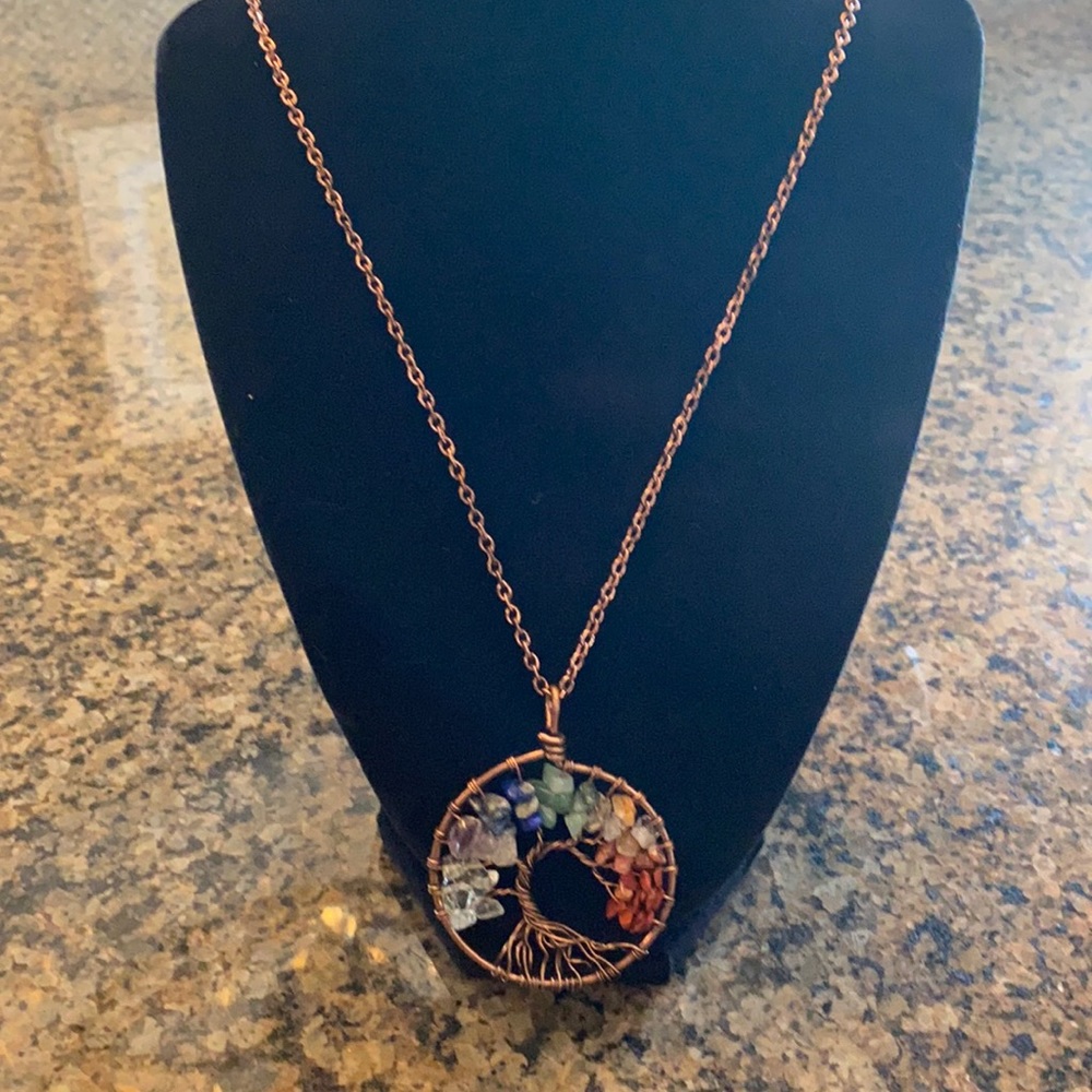 7 Color Chakra Tree of Life pendant necklace